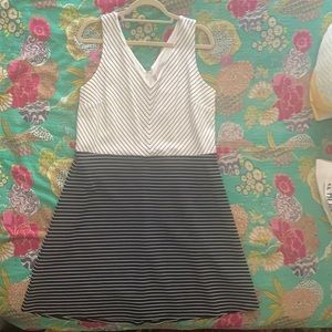 NWT Loft Fit&Flare black & white sleeveless dress